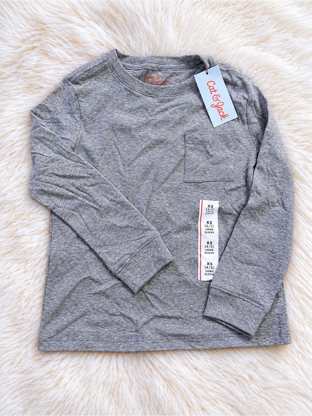 Cat & Jack Heather Gray Long Sleeve Pocket Tee for Kids